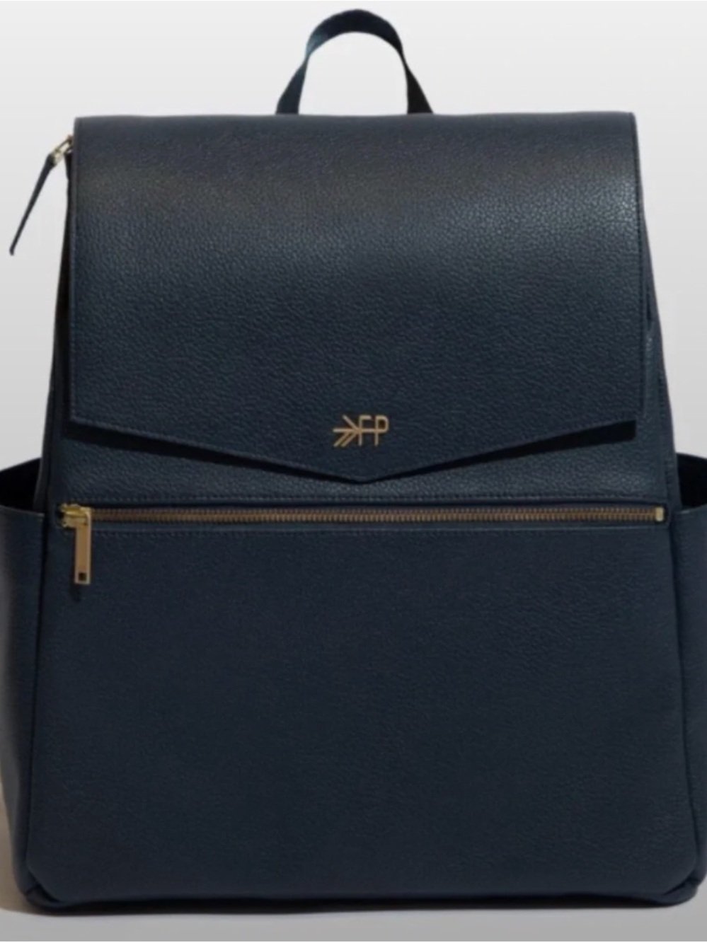 Freshly Picked Navy Faux Leather Diaper Backpack with Gold Hardware Smaller Size